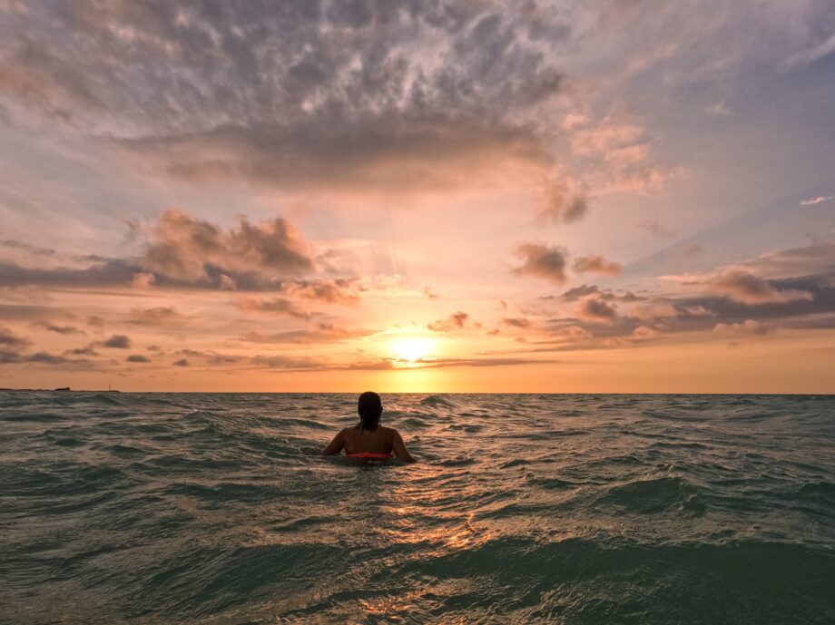 sunset and flamingos at Sisal Yucatan