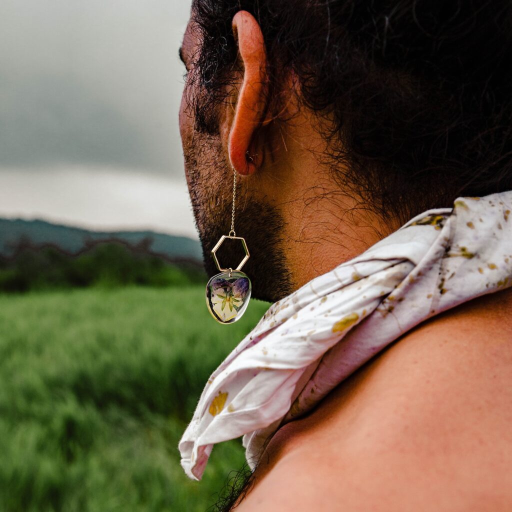 genderless jewellery nature inspired with viola flower